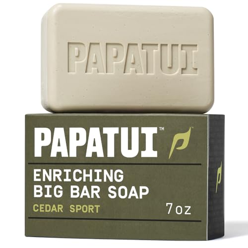 PAPATUI by Dwayne Johnson Enriching Bar Soap for Men | Hydrating Daily Cleanser | Moisturizes with Mango Butter and Avocado Oil | Cedar Sport | 7oz
