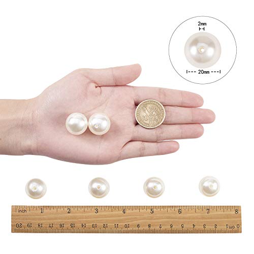 Airssory 20 Pcs Imitated Pearl 20mm Acrylic Plastic Loose Beads Round Bubblegum White Ball Bead Bulk for Bracelet Necklace Earrings Jewellery Making DIY Craft - Image 3