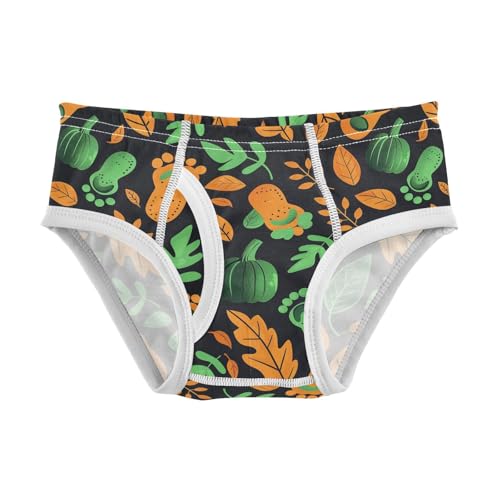 visesunny Boys Cotton Underwear Weird Green Footprint Leaf Printed Toddler Soft Training Briefs Size 2T-8Y for Kids