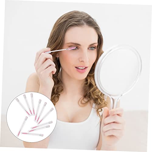 Brosses de flocage pour cils avec embout noir doux et manche rose robuste