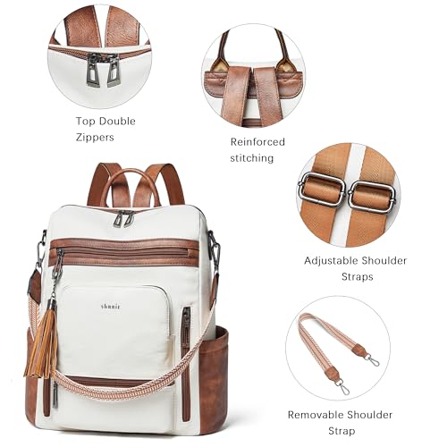 Image of Shrrie Vegan Leather Laptop Backpack for Women 15.6 inch Work Backpack Fashion Travel Backpack Purse for Travel College Work