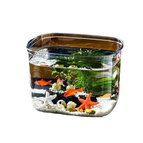 Livmorx 金魚鉢 プラスチック・容器アクリル 飼育・テラリウム・花瓶として活用 観葉植物・メダカ 製 大容量 水槽に適 おしゃれなインテリア 透明 (中サイズ蓋なし)