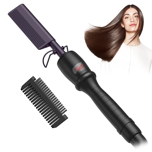 UMIGA Peigne Chauffant Brosse Lissante pour Cheveux Cuivre Lisseur Multifonction Peigne Afro Lisseur Brosse Barbe Fer a Lisser pour...