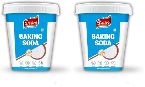 Image of Desire Baking Soda Powder for Cooking & Cleaning - 1kg Jar | Multipurpose, Food Grade, Non-GMO | Ideal for Baking, Deodorizing & Household Cleaning (Pack of 2)