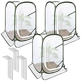 Augshy 3 Pack Pop Up Plant Covers Plant Protectors Tent Mesh Plant Protectors from Animals and Birds Garden Net Cage with Stakes for Protect Outdoor Plants Vegetables Flowers Shrubs 13'x13'x20'