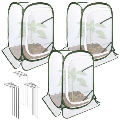 Augshy 3 Pack Pop Up Plant Covers Plant Protectors Tent