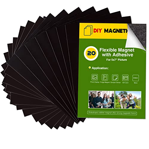 Magnet Paper Sheets with Adhesive for 5x7 Pictures Size(Pack of 20) Magnetic Adhesive Sheets Magnets for Home/Classroom
