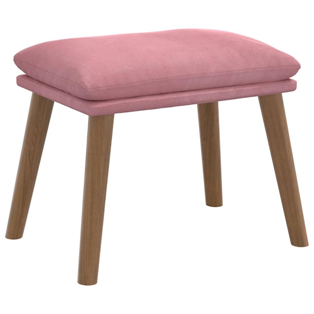 Mecedora con reposapiés, cojín de terciopelo rosa, 70 x 79 x 105 cm, sillón basculante con reposabrazos y respaldo, silla basculante para salón, dormitorio, habitación de bebé