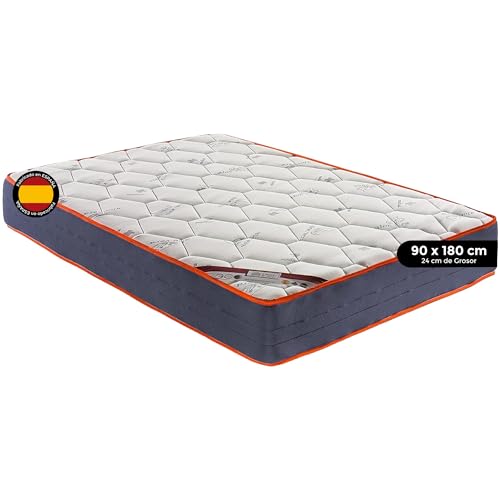 elalmacendelcolchon Colchón Viscoelástico 15 cm con Aloe Vera, Firmeza Media-Alta, Alta Adaptabilidad, Transpirable, Antiácaros y Antibacteriano, Máximo Confort y Descanso Premium. 90 x 180 cm.