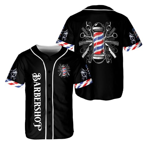 Camiseta de béisbol Barber Shop para hombres, con diseño multicolor