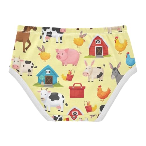 Toddler Girl Panties, Cartoon Farm Animals Horses Girls Underwear Cotton, 2T–8 Years2