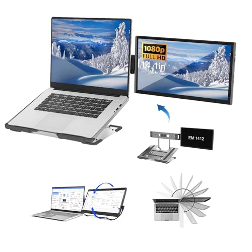 Image of Anvazise Laptop Screen Extender, 14.1 inch Triple Portable Monitor FHD 1080P IPS Laptop Monitor Extender with Stand, Type-C /HDMI Plug and Play, for Windows /Mac /Chrome（1Monitor +1Stand