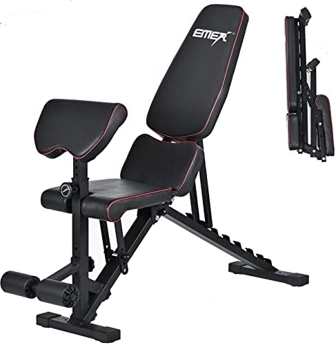 EMER Adjustable Weight Bench,Foldable Incline Decline Workout Bench Sit Up Bench,Multifunctional Bench Home Gym Equipment for Full Body Workout