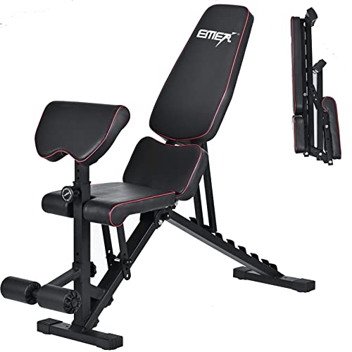 Emer Adjustable Weight Bench,Foldable Incline Decline Workout Bench Sit Up Bench,Multifunctional Bench Home Gym Equipment For Full Body Workout #TOP3