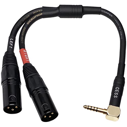 Câble 4.4mm vers double XLR mâle à angle droit avec blindage et boîtiers métalliques