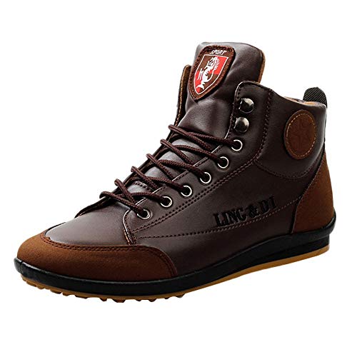 BaZhaHi Zapatillas de Hombre Botas de Cuero Zapatos Deportivos Casuales Estilo Vintage de Estilo británico Calzado de Hombre Calzado Alto Superior Calzado Casual para Hombre