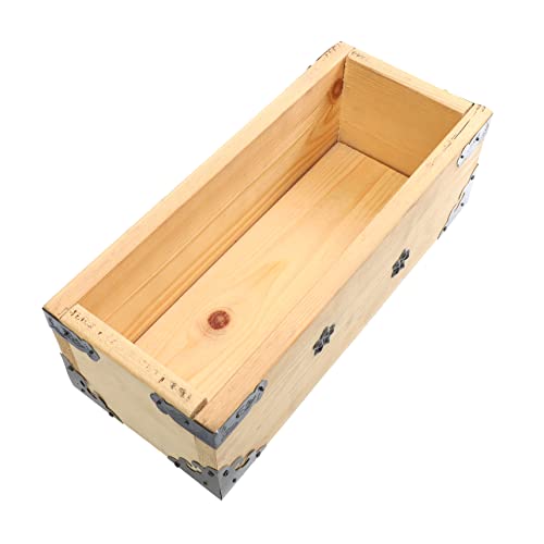 GANAZONO Rektangulär Blomkruka Whiskyfat Plantera Fönster Blomlåda Minityr Dekoration Trä Låda Växtställ Trä Växthållare Växtkruka Khaki Retro Trä Blomkruka Balkong Dekor