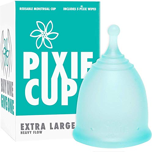 Pixie Menstrual Cup - Ranked 1 for Most Comfortable Menstrual Cup and Best Removal Stem - Every Cup Purchased One is Given to a Woman in Need! (X-Large)