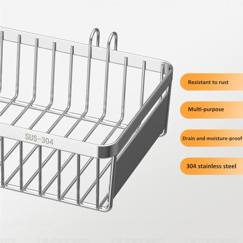 kaileyouxiangongsi 304 Stainless Steel Utensil Drying Rack/Chopsticks/Spoon/Fork/Knife Drainer Basket Flatware Storage Drainer (Square)
