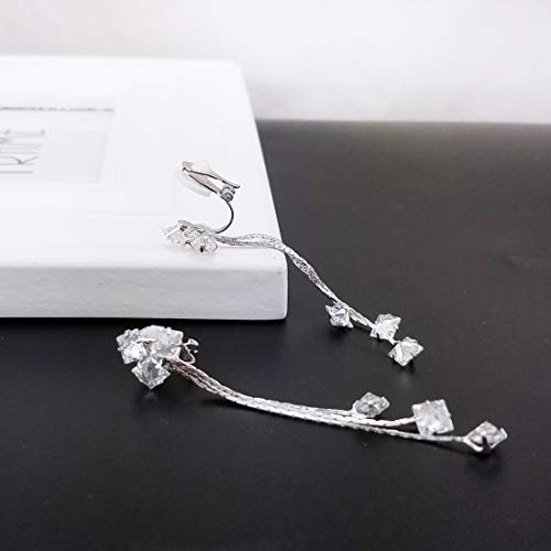YOQUCOL Women Cubic Zirconia Crystal Long Drop Dangle Clip On Earrings For Not Pierced Women4