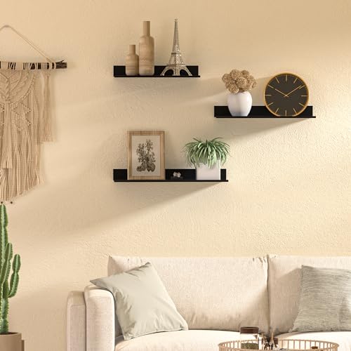 Wisfame Floating Shelves for Wall Set of 3, Black Metal Wall Shelves for Bathroom 11.8/13.8/15.7 in, Modern Small Adhesive Shelf for Living Room, Bedroom, Office, Kitchen Wisfame Floating Shelves for Wall Set of 3, Black Metal Wall Shelves for Bathroom 11.8/13.8/15.7 in, Modern Small Adhesive Shelf for Living Room, Bedroom, Office, Kitchen