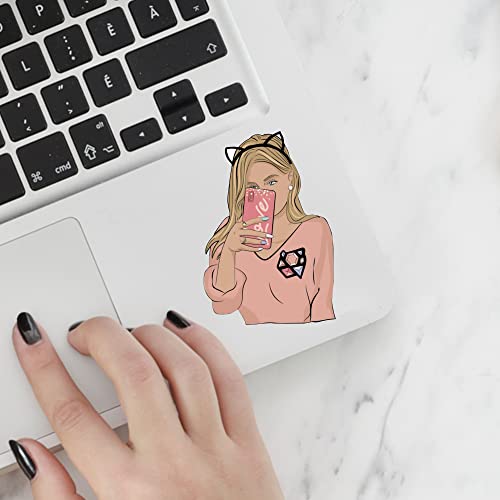 Image of FlyBuyHub Girls Theme Aesthetic Vinyl Journal Stickers for Phone Case, Laptop, Notebook, Diary, Water Bottle, Etc Self-Adhesive Stickers Set of 120 Glossy and Waterproof Stickers (Pink Girls)