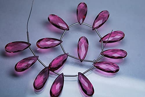 Quartz rose facetté 20x8mm LKBEADS rang perle poire briolette pour création bijoux DIY