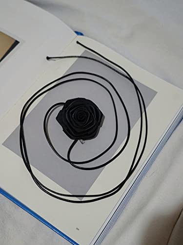 Kurtcb Flower Rose Choker Necklace Floral Choker Rosette Camellia Choker Necklace Y2K Jewelry For Women Girls Bride Wedding Party (Black) #TOP1