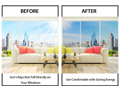 Dudux Heat Control Window Tinting Film For Home, Sun Blocking Window Tint Home Privacy, 24 Inch X 16.4 Feet,Residential One Way Mirror Reflective Film Daytime Anti Uv,Blue Silver #TOP5