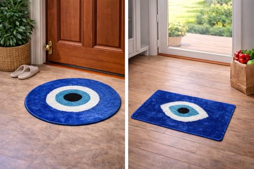 Image of Adequate Superb Soft Evil Eye Door mat Combo Set (2in1), Microfiber| Floor mat| Doormat for Home Entrance| Bathroom| Bedroom| Living Room| Kitchen| Pooja Room| Door mat Combo Pack| Rug| mat for Hall