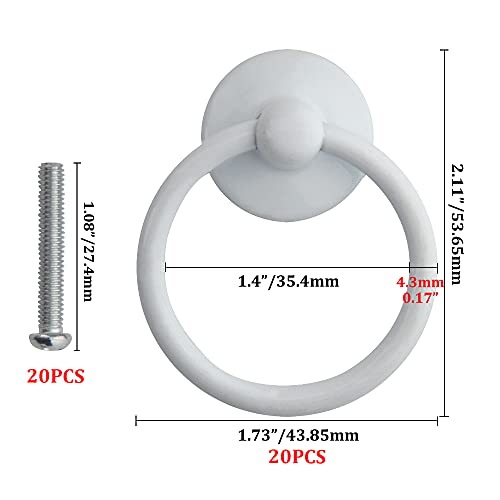 WMYCONGCONG 20 PCS Ring Drawer Pulls 1.73 Inch Diameter Single Hole Cabinet Drop Ring Knobs Decorative Handles for Cupboard Dresser Drawers - Image 2
