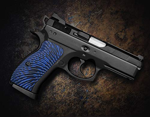 Cool Hand CZ 75 Compact G10 Grips, Sunburst Texture, Brand Blue/Black