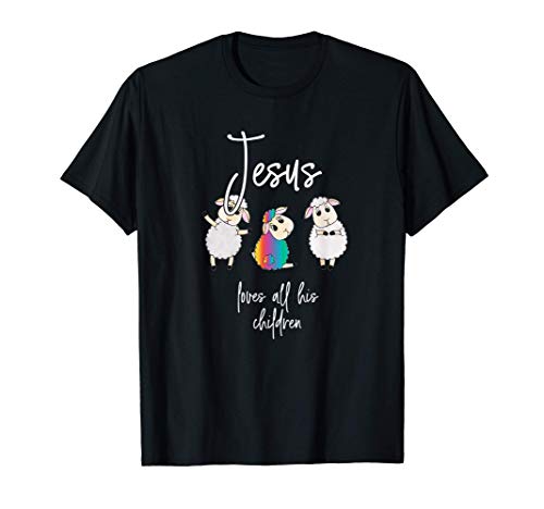 Jesus Loves All His Children Sheeps Pride Christian LGBT Camiseta