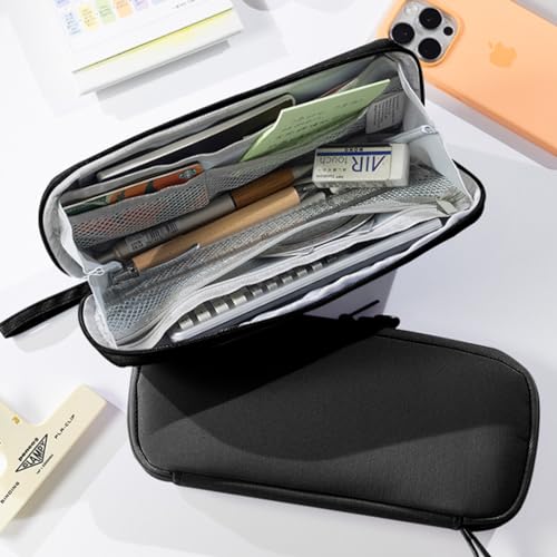 Image of Rolin Roly Multi-function Pencil Case Pencil Box Large Capacity Pen Case Holder for Women Pen Bag Organizer with Zipper (black)