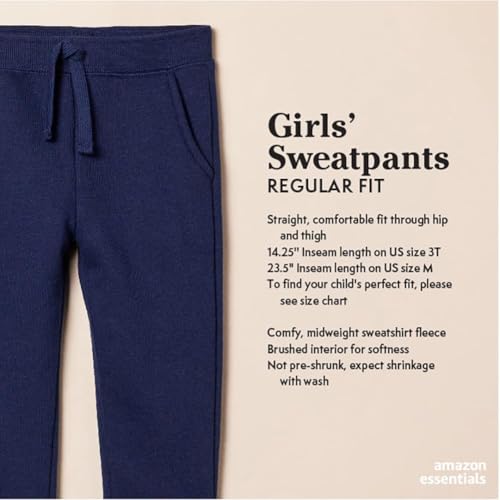 Image of Amazon Essentials Girls and Toddlers' Sweatpants with Elastic Waist and Drawstring, Multipacks