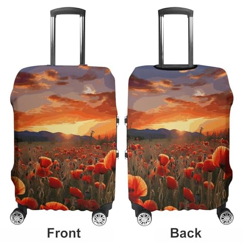 Carry on Luggage Cover Red Poppy Flower Field Suitcase Covers for Luggages Tsa Approved Travel Luggage Sleeve Protector Elastic Suitcase Protector Anti-Scratch Washable Fits 19-30 Inch Case -M3