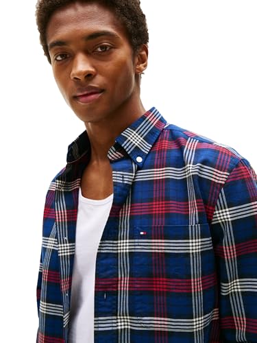 Image of Tommy Hilfiger Men's Long Sleeve Oxford Shirts in Regular Fit, Men's Button Down Shirts, Also Available in Big and Tall