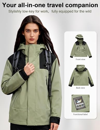 Image of Venzina Women's 3-in-1 Thermal Jacket I Windproof & Water-Resistant Graphene Heating Winter CoatFleece-Lined Jacket for Hiking, Camping, Skiing & Daily CommuteFashion-Forward Outdoor Wear