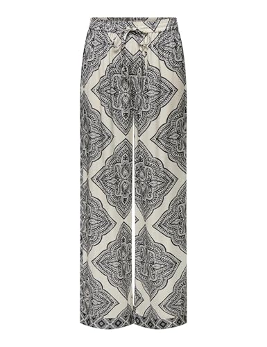 Pantalon Onlhairon ONLY femme taille haute coupe droite tissu WVN noir fluide