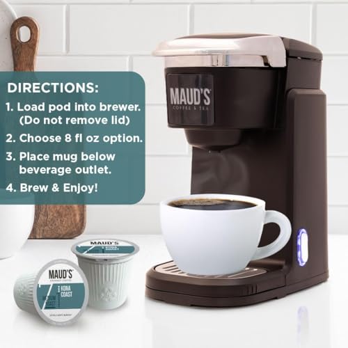 Image of Maud's Kona Medium Roast Coffee Pods, 50ct | Medium Roast Flavored Coffee in Single Serve Pods - Compatible with Keurig Coffee Makers