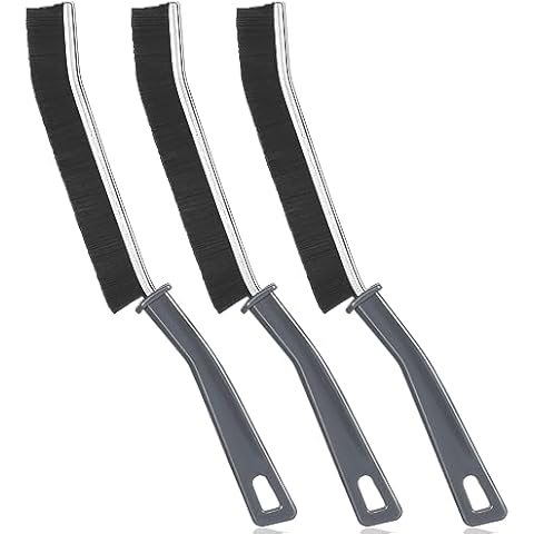Kiemeu 3 Pack Thin Grout Brush for Tile Floors Bathroom Crevice Cleaning Brush Set Window Groove Cleaner Tool Small Gap Cleaning Brush Stiff Bristle Scrub Brush, Authentic Guarantee Cover