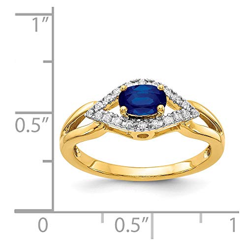 14k Yellow Gold Diamond and Sapphire Ring, Size 54 – Image 4