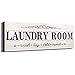Laundry Room Decor Sign Wooden Rustic Farmhouse Family Laundry Room Wall Sign Wash Dry Fold Repeat Wall Decor Prints for Home Laundry Room, 16 x 6 Inches (White)