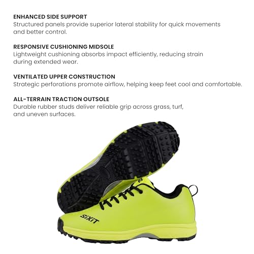 Image of SeamTech Cricket Shoes for Men, Lightweight Breathable Air Mesh, EVA Cushioning and Rubber Stud Grip