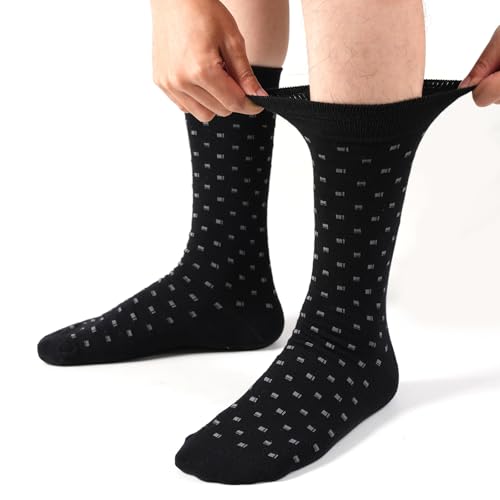 Mens Dress Socks Classic Patterned Business Crew Cotton Socks for Father Birthday Christmas Gifts 5 Pairs3