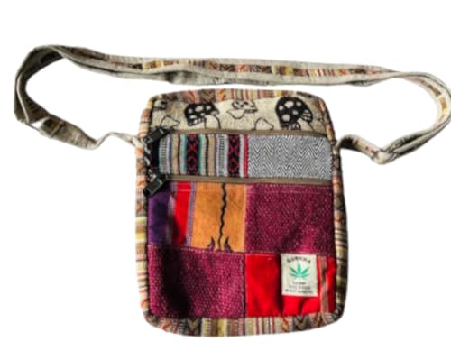 Unisex Cotton Crossbody Bag Hippie Patchwork 5 Pockets Passport Documents Shoulder Bag Eco-friendly - Handmade In Mt. Everest Country Nepal2
