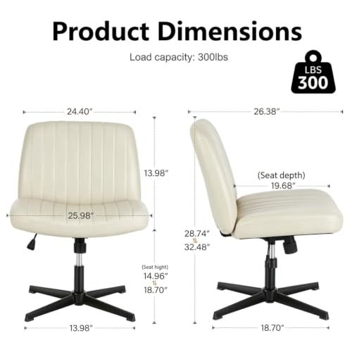 Image of DUMOS Criss Cross Chair, Cross Legged Vanity Chair No Wheels, Home Office