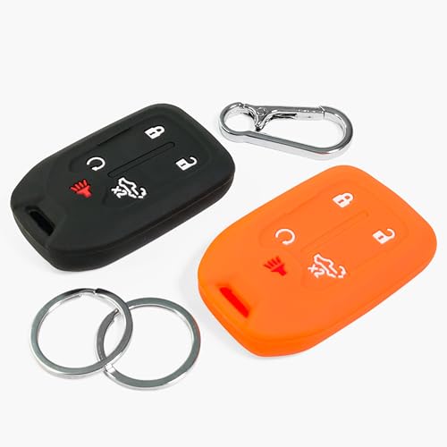 2-Pack Click&Fit Silicone Key Fob Covers Compatible with Chevy Silverado 2019-2024, GMC Sierra 1500 2500HD 3500HD 2021-2024, Car Remote Key Shell Rubber case 5B, Slate Black, Blaze Orange - Image 3