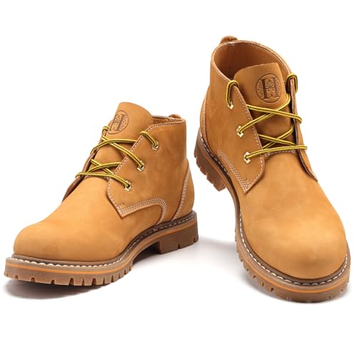 4"-6" Soft Toe Oxford Wheat Work Boots, EH Nubuck Leather Non-Slip Durable Breathable Shoes4
