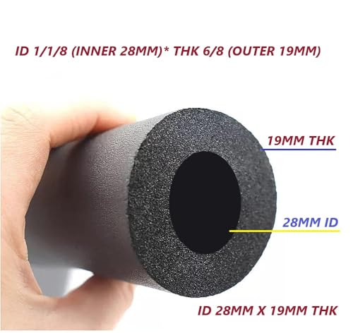 Image of M&M HARIS 1-1 /8 ID X 6 /8 inch THK Foam Heat Insulated Tube for Air Conditioner Ac Pipe Foam Rubber Tube 5.9 Feet Insulation Pipe Cover ID 28 mm X 19 mm THK Tube Pack of 4